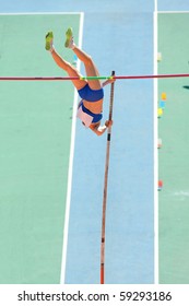 An Athlete Attempts Successful A Pole Vault