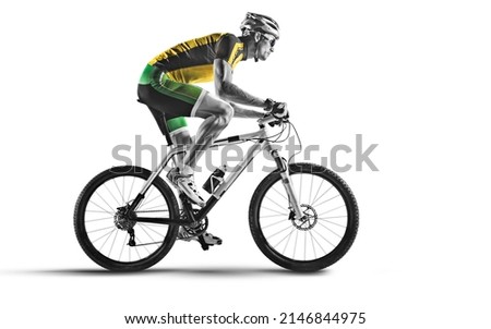 Athlete cyclists in silhouettes on white background.	