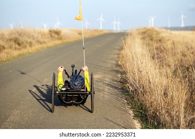 Athlete with disability training with His Handbike on a Track. High quality photography. - Powered by Shutterstock