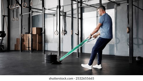 Athlete Doing Pull Exercise In Gym. Sled Workout - Powered by Shutterstock