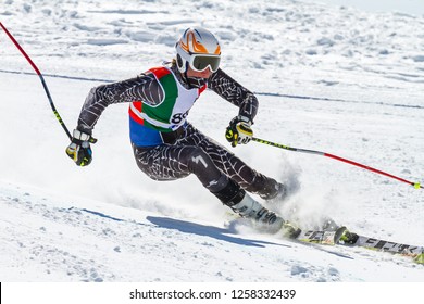 
Athlete Engaged In The Race Of Super G