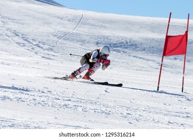 athlete engaged in super g