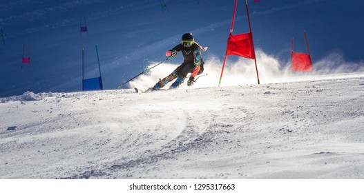 athlete engaged in super g