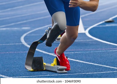 Athlete With Handicap Starts The Race