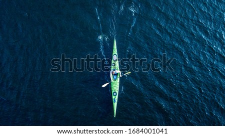 Similar – Image, Stock Photo Aerial view of kayaks in open waterc