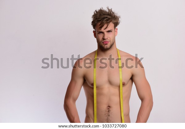 Athlete Messy Hair Measures Nude Body Stock Photo Edit Now