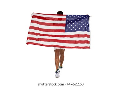 Athlete Posing American Flag After Victory Stock Photo 447661150 ...