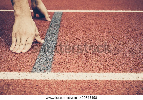 Athlete at the starting point\
