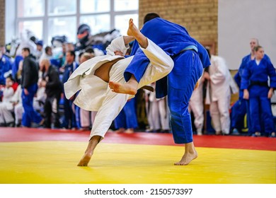 Athletes Judoists Fight Judo Competition