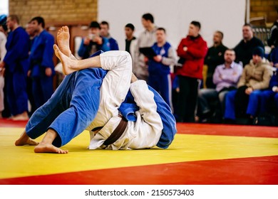 Athletes Judoists Fight Judo Competition