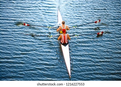 Athletes on a canoe. Kayaking and Canoeing. Sport and competition concept background.  - Shutterstock ID 1216227553