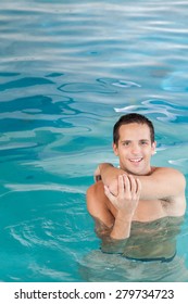 Athletic Guy Inside The Pool