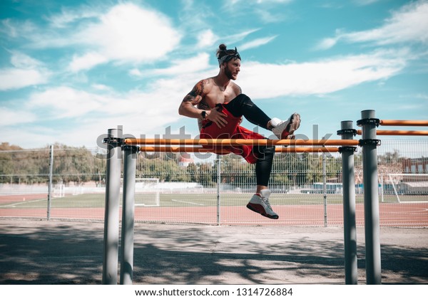 Athletic Man Headband Naked Torso Dressed Stock Photo Shutterstock