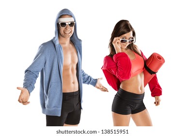 Athletic man and woman after fitness exercise - Shutterstock ID 138515951