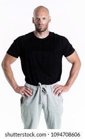 Athletic Personal Trainer posing on white background