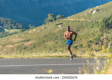 Triathlete Man Runner Running Uphill On Stock Photo (Edit Now) 727272193