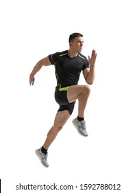 Athletic Young Man Running On White Stock Photo (Edit Now) 1592788012