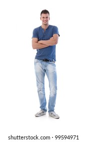 Athletic Young Man Smiling Arms Crossed At Camera.