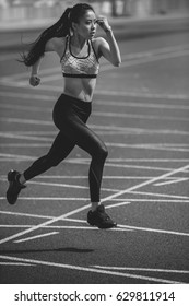 Sprinter Leaving Starting Blocks On Running Stock Photo (Edit Now