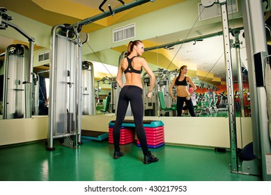 Athletic young woman is training arm and shoulder muscles at the gym. Active lifestyle, bodycare. Fitness equipment. - Shutterstock ID 430217953