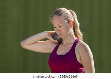 Athletics, shot put, woman, 22 years old, Schorndorf, Baden-Württemberg, Germany, Europe - Powered by Shutterstock