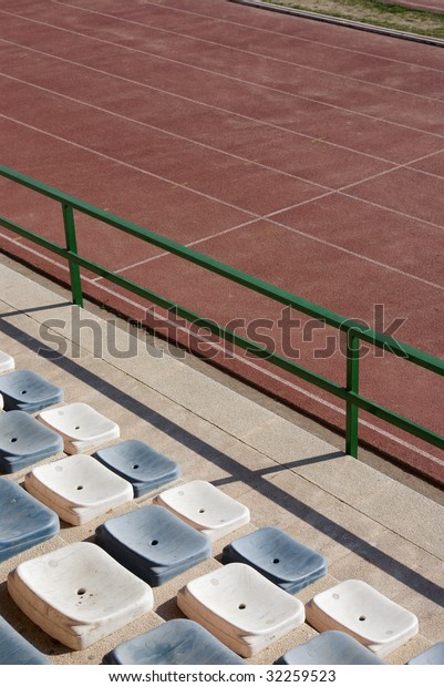 Athletics stadium Racetracks\
and seats