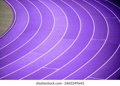 Athletics at Summer Games in Paris 2024. Special Purple Track and Field tartan track ready for the best Athletes in the World - Powered by Shutterstock