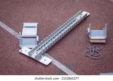 Athletics utensils on the running track