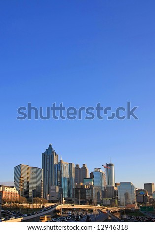 Atlanta cityscape at dusk - lots of sky space for tect