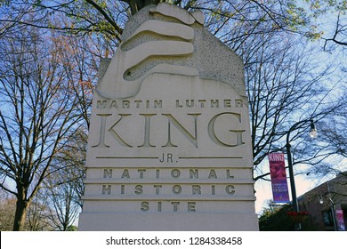 ATLANTA, GA -4 JAN 2019- View Of The  Martin Luther King Jr. National Historical Park, A Complex Of Buildings Related To MLK In Atlanta, Georgia. 