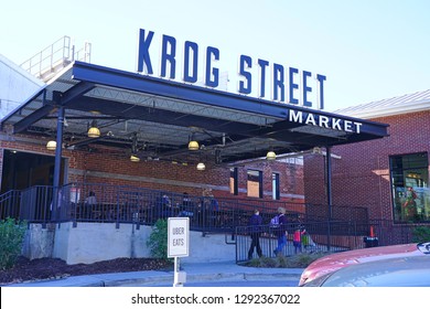 ATLANTA, GA -4 JAN 2019- View of the Krog Street Market, a mixed-use market and development located along the BeltLine trail in downtown Atlanta, Georgia. 