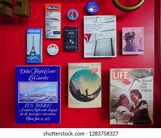 ATLANTA, GA -7 JAN 2019- Vintage Travel Memorabilia From Delta Airlines (DL) At The Delta Flight Museum, Located At The Hartsfield-Jackson Atlanta International Airport (ATL), The Main Hub For Delta.