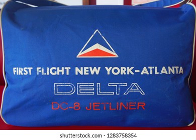 ATLANTA, GA -7 JAN 2019- Vintage Travel Memorabilia From Delta Airlines (DL) At The Delta Flight Museum, Located At The Hartsfield-Jackson Atlanta International Airport (ATL), The Main Hub For Delta.