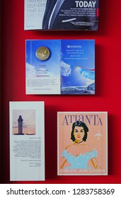 ATLANTA, GA -7 JAN 2019- Vintage Travel Memorabilia From Delta Airlines (DL) At The Delta Flight Museum, Located At The Hartsfield-Jackson Atlanta International Airport (ATL), The Main Hub For Delta.