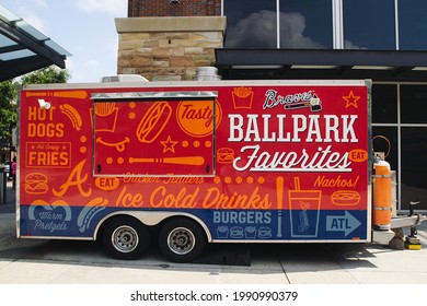 Atlanta, GA- June 12,2021: Colorful Food Van Right Outside The Entrance Of Truist Park