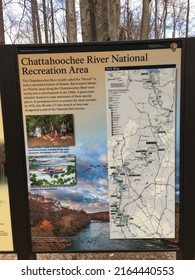 Atlanta, Ga USA - 01 17 20: Chattahoochee River Park Map Sign