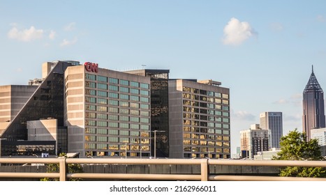 Atlanta, Ga USA - 05 30 20: CNN News Center View From A Bridge Downtown Atlanta Georgia