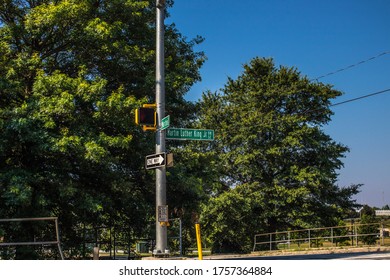 Atlanta, Ga / USA - 06 07 20: Martin Luther King Street Sign