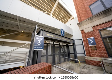 ATLANTA, GA, USA - DECEMBER 12, 2020: Photo Of The Thomas And Mabel Reeder Gate At Bobby Dodd Stadium At Georgia Tech