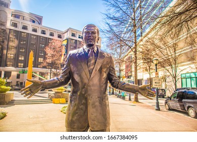 Atlanta, Ga USA - March 8 2020: Andrew Young Monument Downtown Atlanta