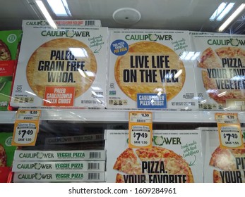 Atlanta, GA / USA - September 24th 2019: Cauliflower Pizza Crust By Caulipower Sold At Sprouts Farmers Market Is Great For The Trendy Keto Diet And Low Carb Lifestyle. Found In The Frozen Food Section