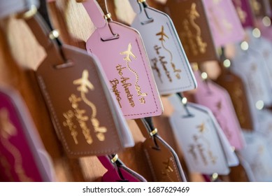 Atlanta, GA / USA - September 7th 2019: Travel Themed Wedding Idea For Party Favors - Displayed On Seating Chart Board.