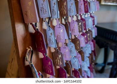 Atlanta, GA / USA - September 7th 2019: Travel Themed Wedding Idea For Party Favors - Displayed On Seating Chart Board.