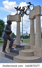 Atlanta, GA/USA-6/13/2017: Statue Of Baron Pierre De Coubertin In Olympic Centennial Park