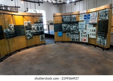 Atlanta, Georgia -2022: Martin Luther King Jr. National Historical Park. Display At The Visitor Center Displays Walk For Freedom Signs From The Civil Rights Movement. 