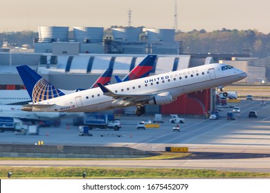 Atlanta, Georgia – April 3, 2019: United Express Mesa Airlines Embraer 175 Airplane At Atlanta Airport (ATL) In Georgia.