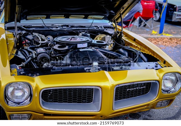 ATLANTA, GEORGIA -
December 5, 2021: Caffeine and Octane is a nationally recognized
car show held monthly, displaying hundreds of classic and muscle
cars at Perimeter
Mall.