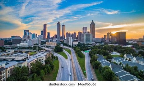 Atlanta Georgia GA Downtown Skyline Aerial Panorama