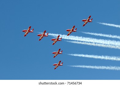 ATLANTA, GEORGIA - NOVEMBER 1: The Canadian Snowbirds Aerobatic Team Performs At The Annual Wings Over Atlanta Airshow At The Dobbins Air Reserve Base, Atlanta On November 1, 2010