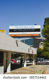 Atlanta, Georgia / United States - October 30 2020: A Billboard Displaying The Current U.S. National Debt